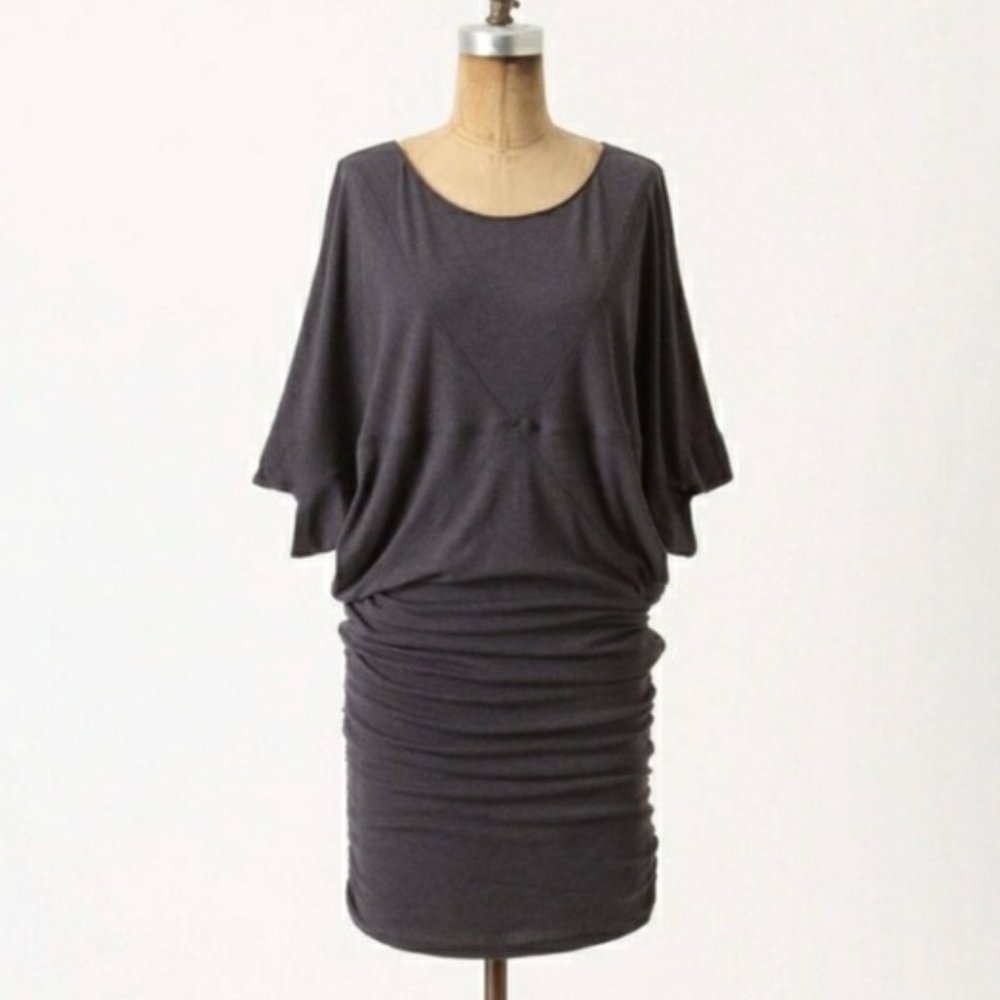 Anthropologie Bordeaux Ruched Glyph Dress